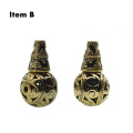 IB3465 Buddhist Meditation Mala Beads Hollow Alloy Antique Gold 3-hole Guru Beads